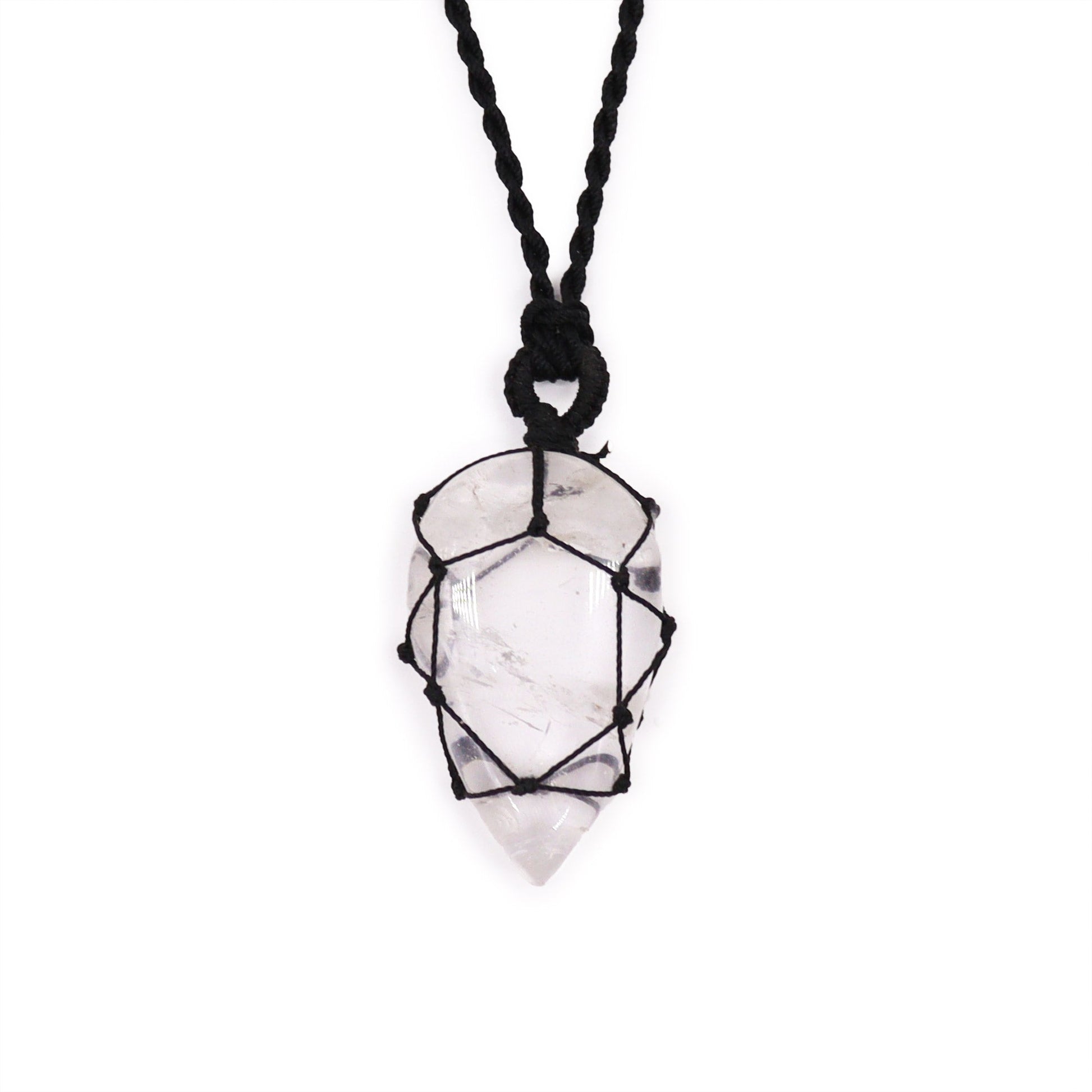 Laced Gemstone Teardrop Pendant - Rock Quartz - Alchem Soul