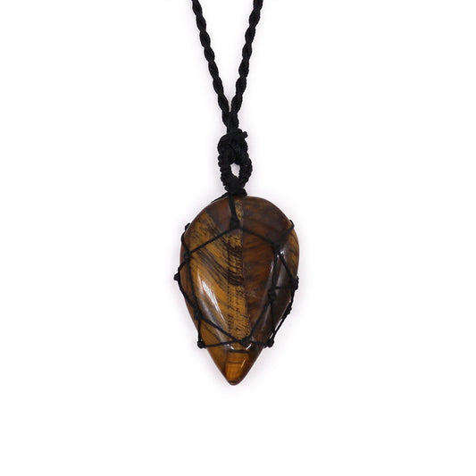 Laced Gemstone Teardrop Pendant - Tigereye - Alchem Soul