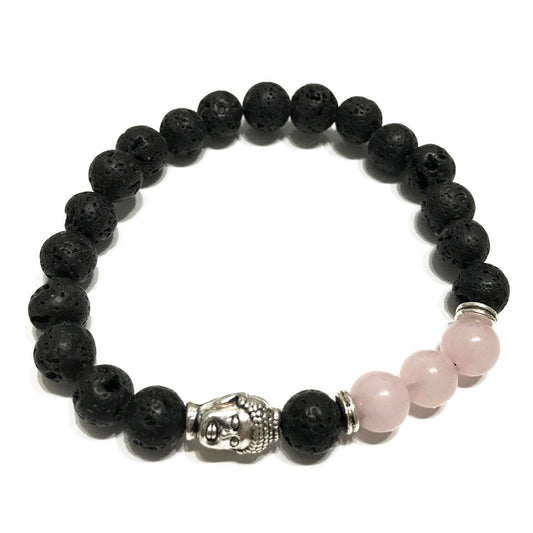 Lava Stone Bracelet - Buddha Rose Quartz - Alchem Soul