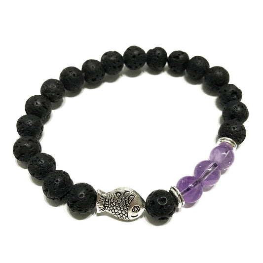 Lava Stone Bracelet - Fish Amethyst - Alchem Soul