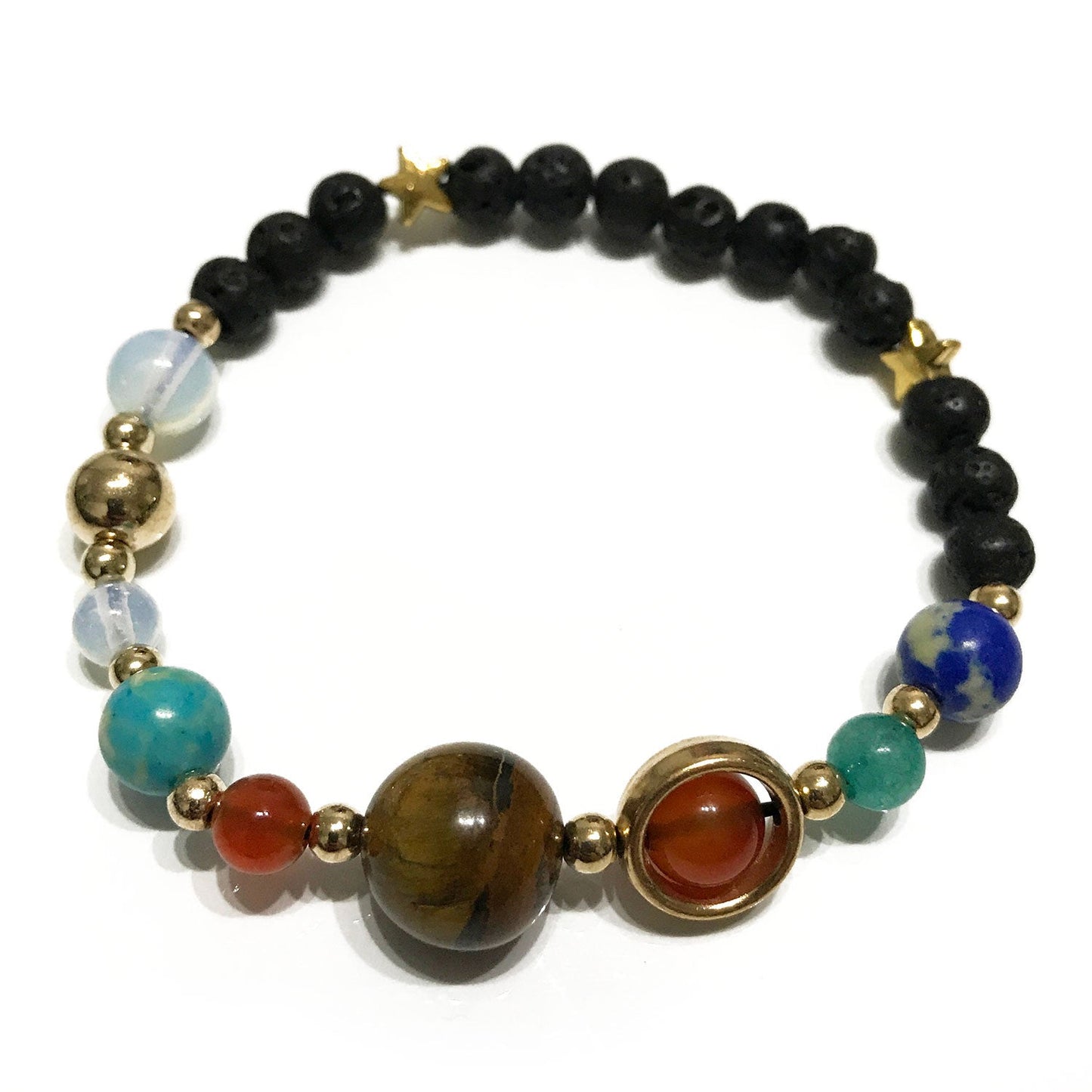 Lava Stone Bracelet - Gold Solar System - Alchem Soul