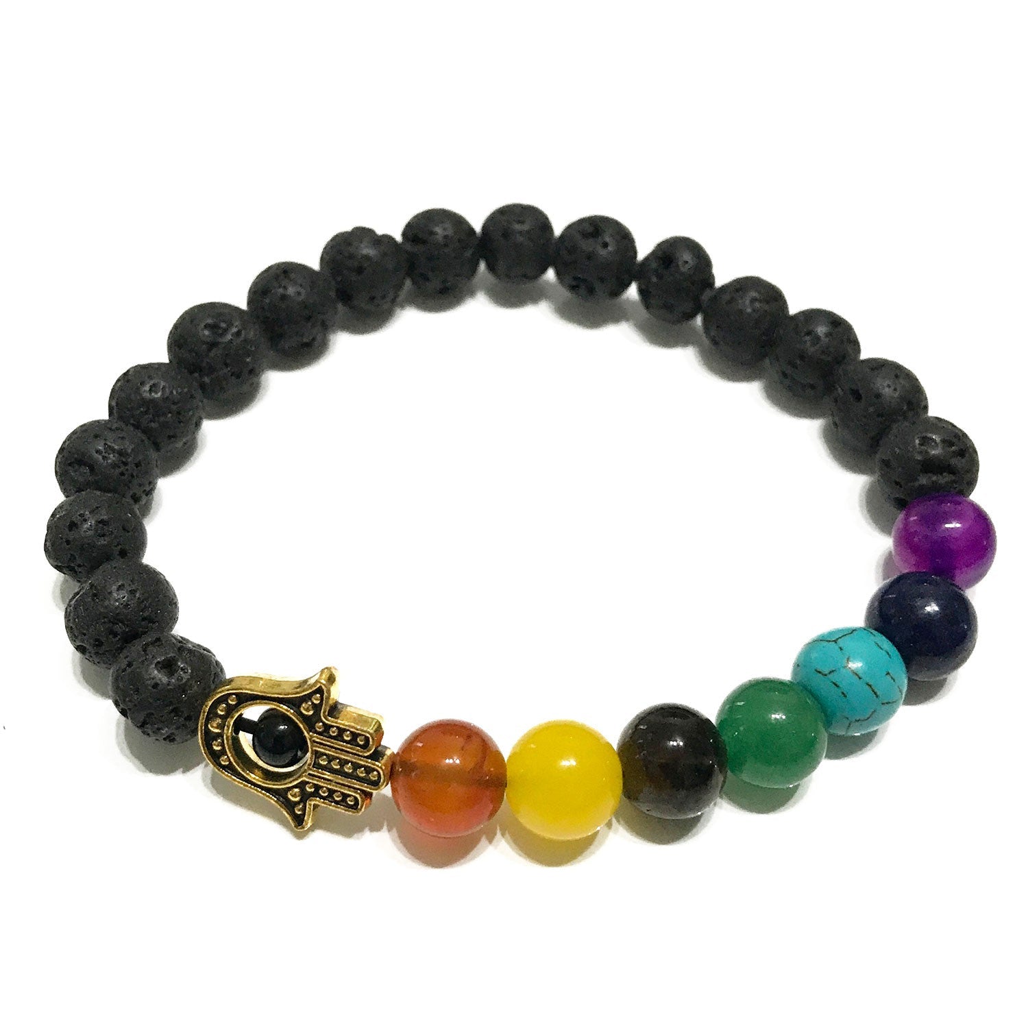 Lava Stone Bracelet - Hamsa Chakra - Alchem Soul