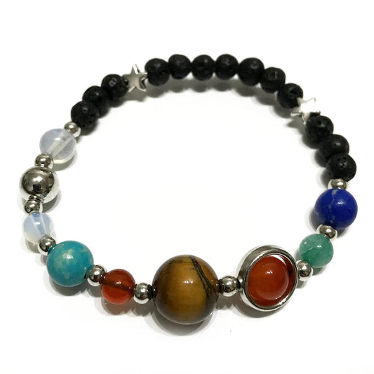 Lava Stone Bracelet - Silver Solar System - Alchem Soul