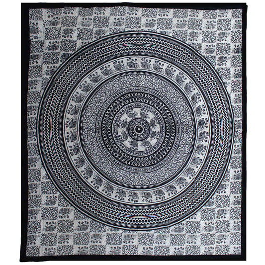 Mono Elephant Mandala Cotton Wall Hanging - Alchem Soul