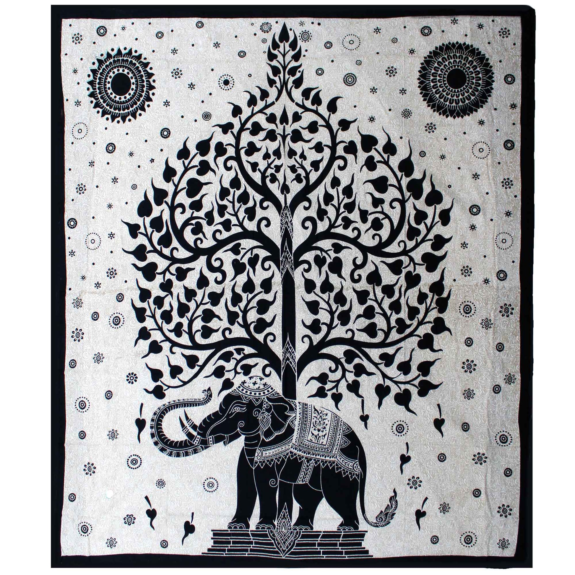 Mono Elephant Tree Cotton Wall Hanging - Alchem Soul