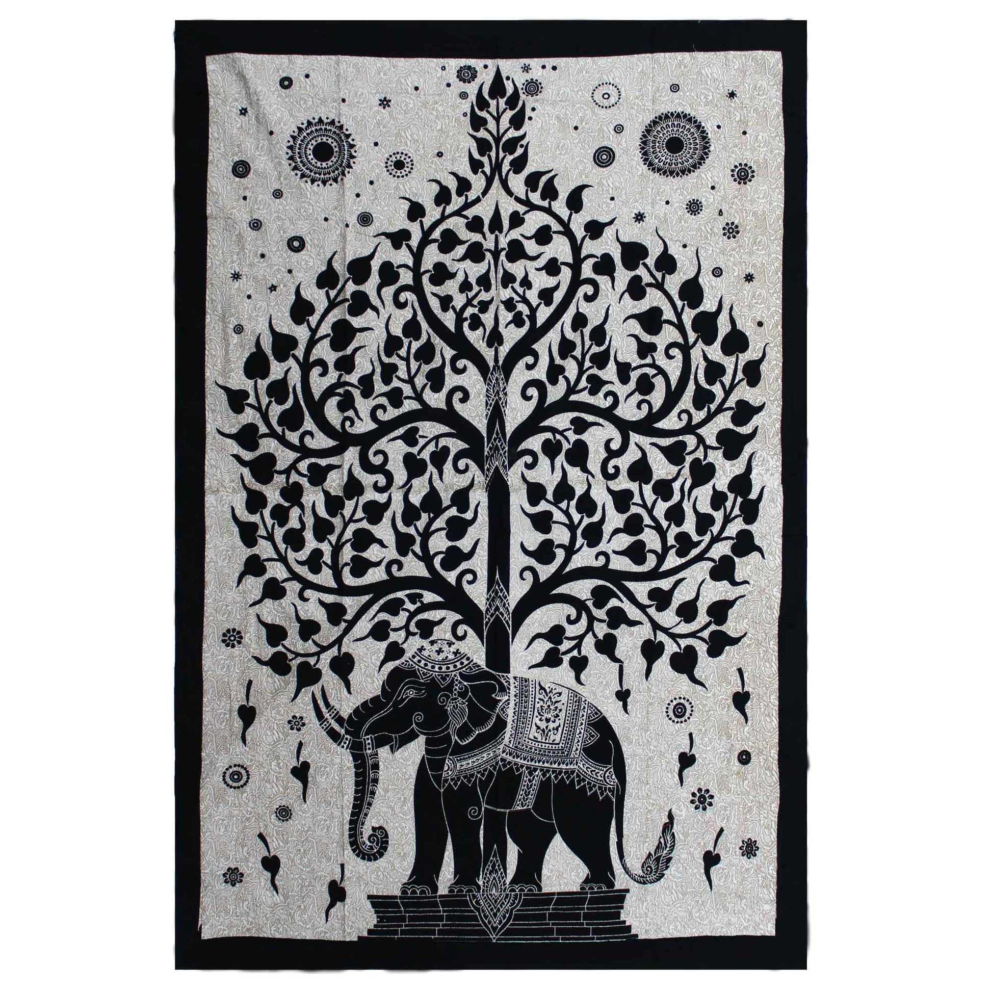 Mono Elephant Tree Single Cotton Bedspread - Alchem Soul