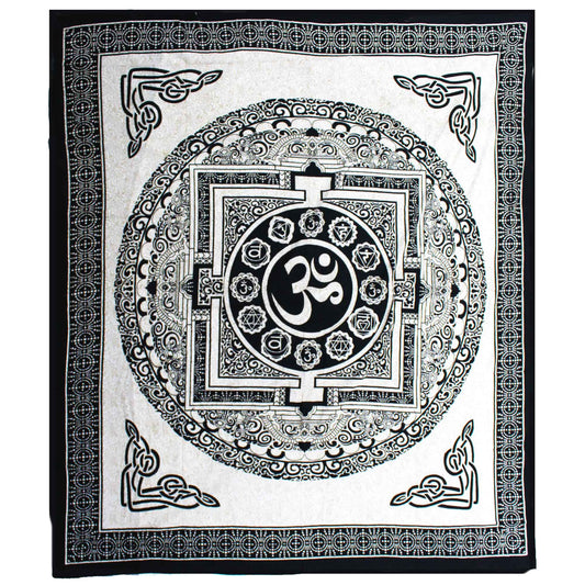 Mono OM Mandala Cotton Wall Hanging - Alchem Soul