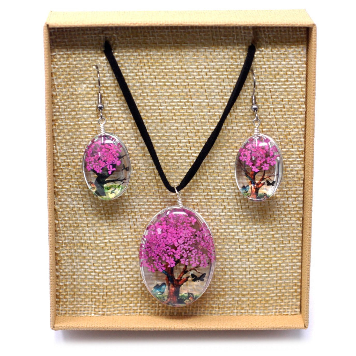 Pressed Flowers - Tree of Life set - Bright Pink - Alchem Soul