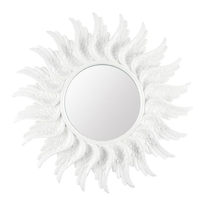 Round White Mirror 47 cm - Glitter Angel Wing - Alchem Soul