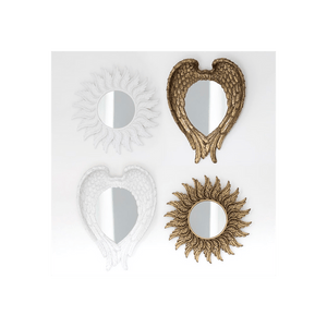 Round White Mirror 47 cm - Glitter Angel Wing - Alchem Soul