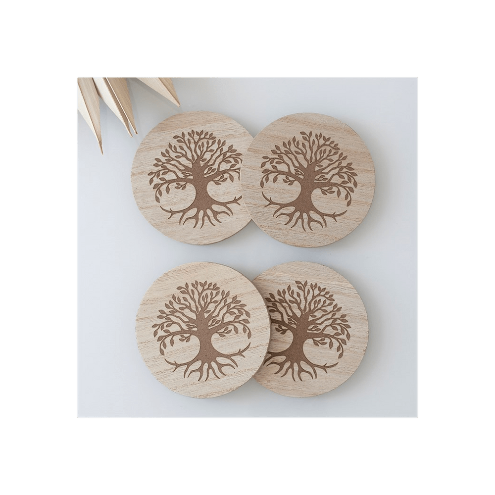 Set of 4 Tree of Life Engraved Coasters - Alchem Soul