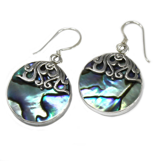 Shell & Silver Earrings - Classic Disc - Abalone - Alchem Soul