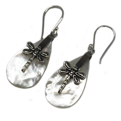 Shell & Silver Earrings - Dragonflies - MOP - Alchem Soul