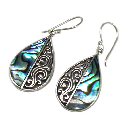 Shell & Silver Earrings - Teardrop - Abalone - Alchem Soul