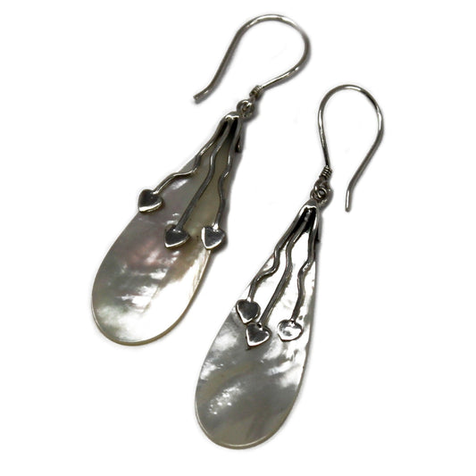 Shell & Silver Earrings - Three Hearts - MOP - Alchem Soul