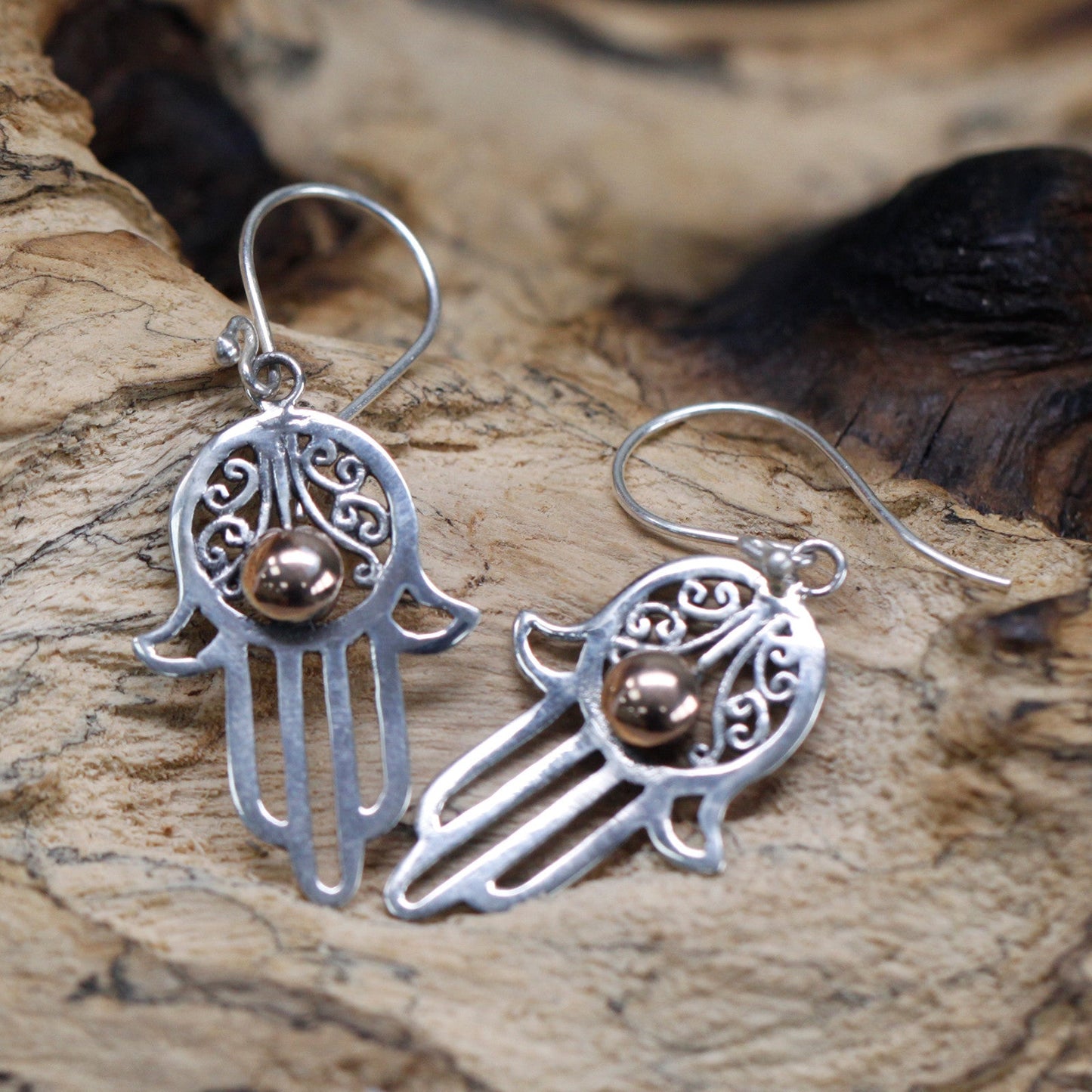 Silver & Gold Earring - Hamsa - Alchem Soul