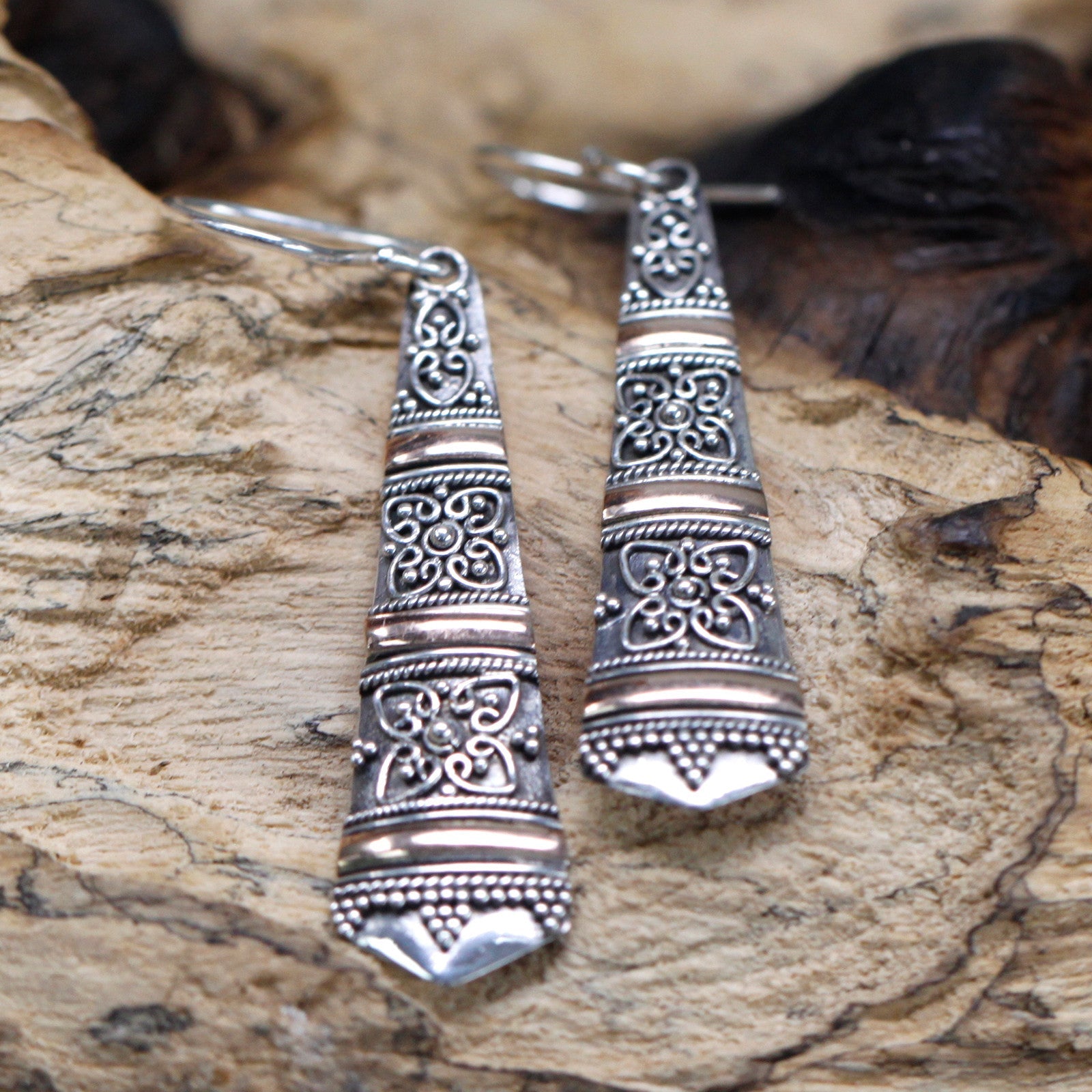 Silver & Gold Earring - Tribal Drops - Alchem Soul