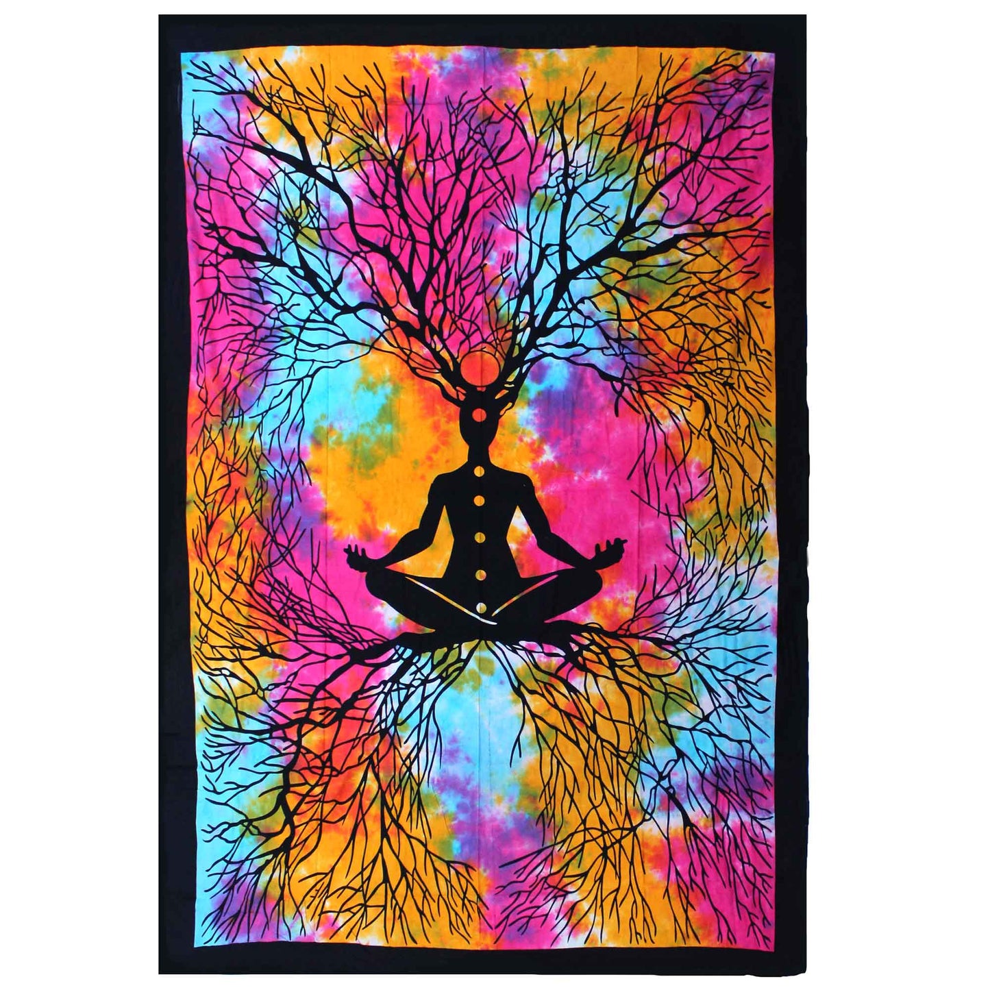 Single Cotton Bedspread + Wall Hanging - Yoga Tree - Alchem Soul