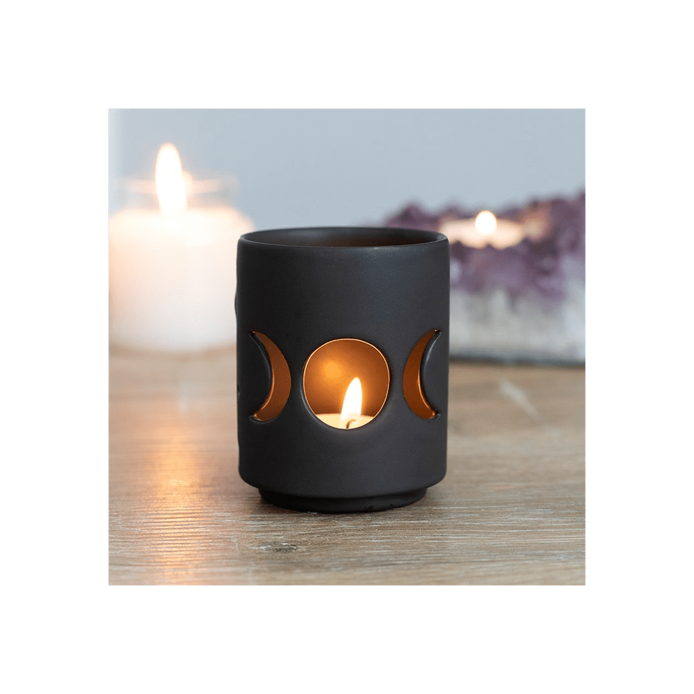 Small Black Triple Moon Tealight Holder - Alchem Soul