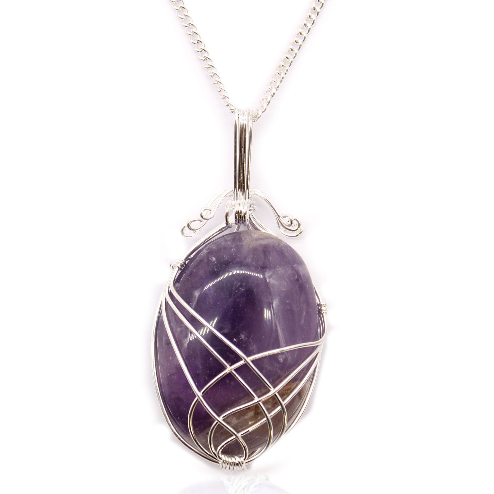 Swirl Wrapped Gemstone Necklace - Amethyst - Alchem Soul