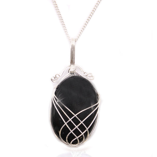 Swirl Wrapped Gemstone Necklace - Black Onyx - Alchem Soul