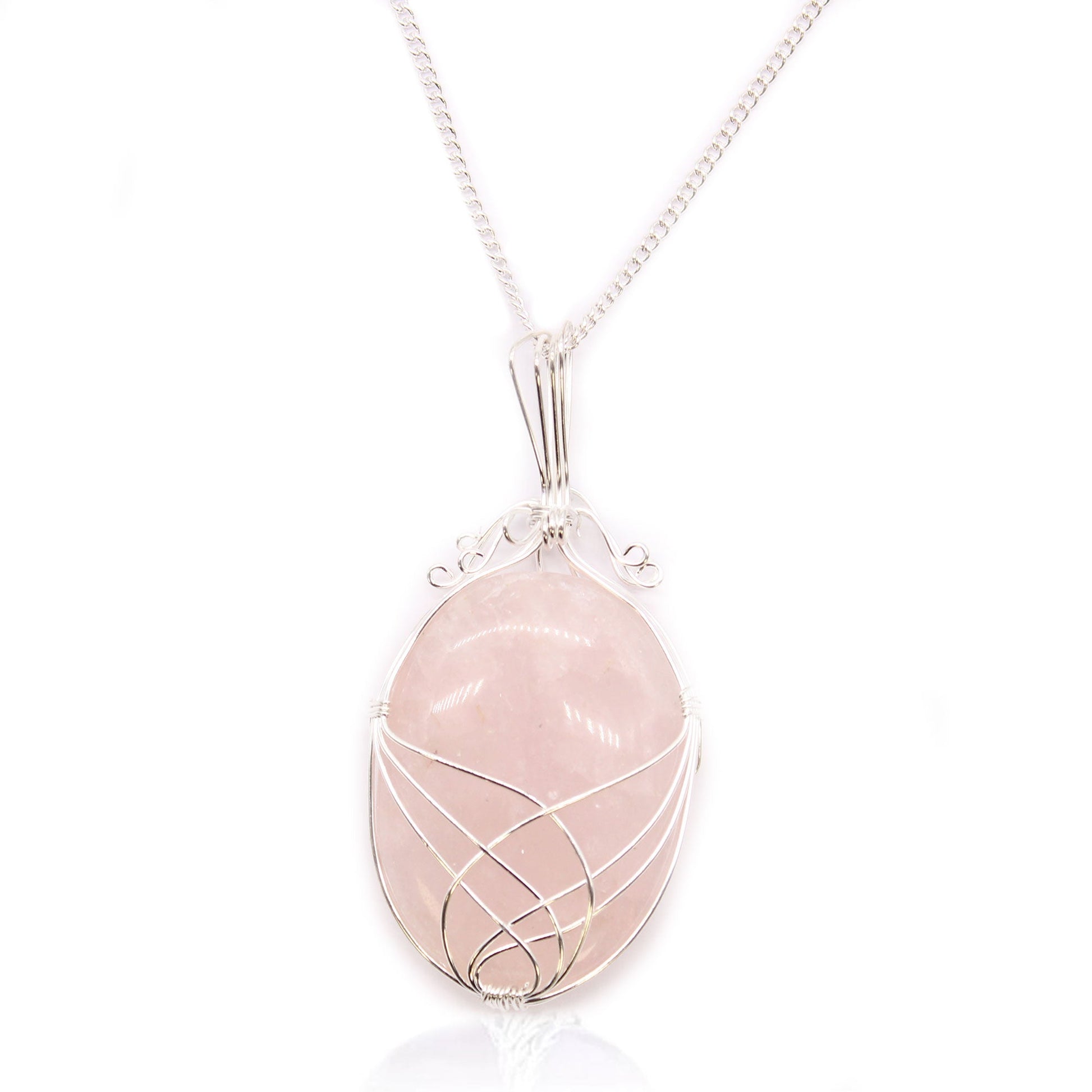 Swirl Wrapped Gemstone Necklace - Rose Quartz - Alchem Soul