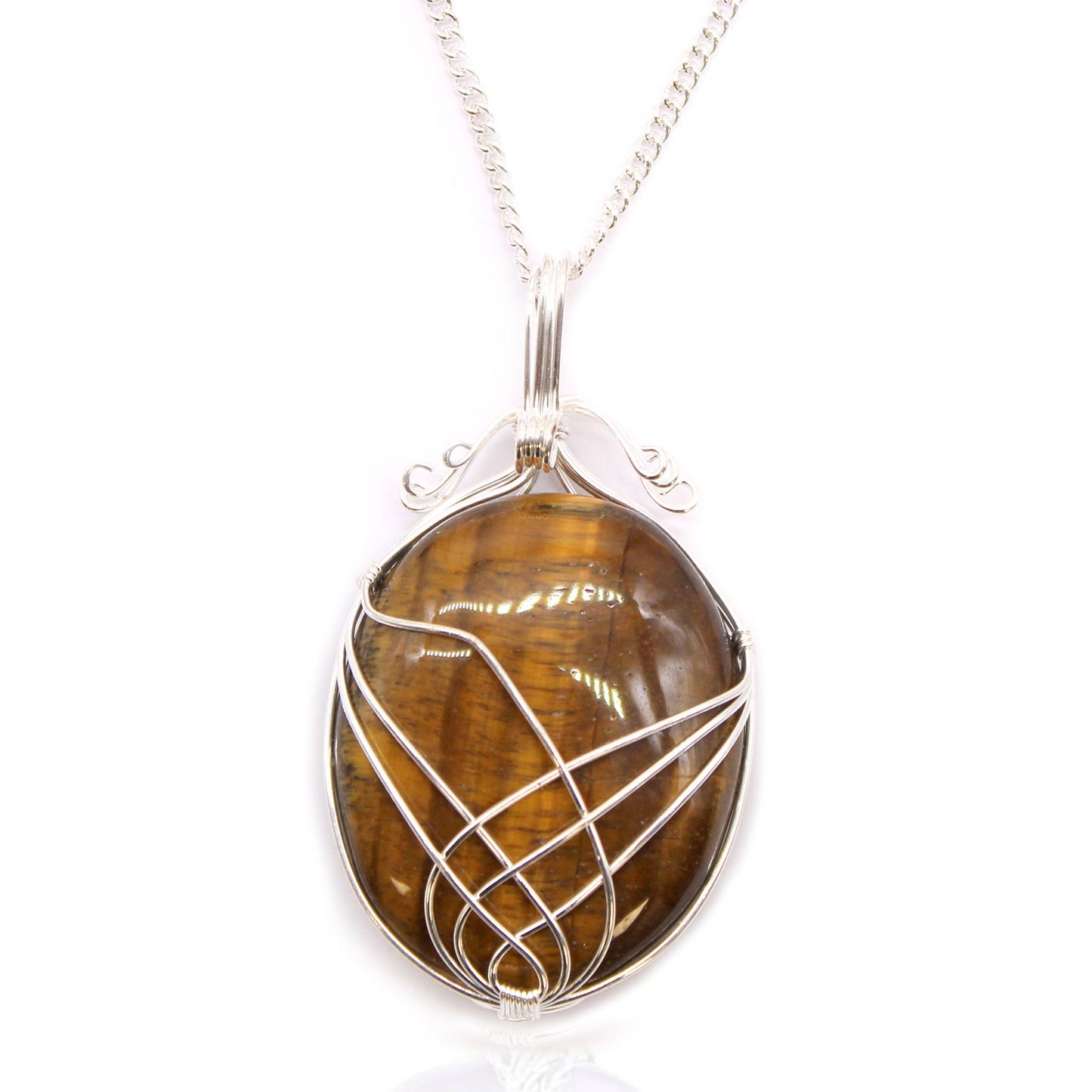 Swirl Wrapped Gemstone Necklace - Tiger Eye - Alchem Soul