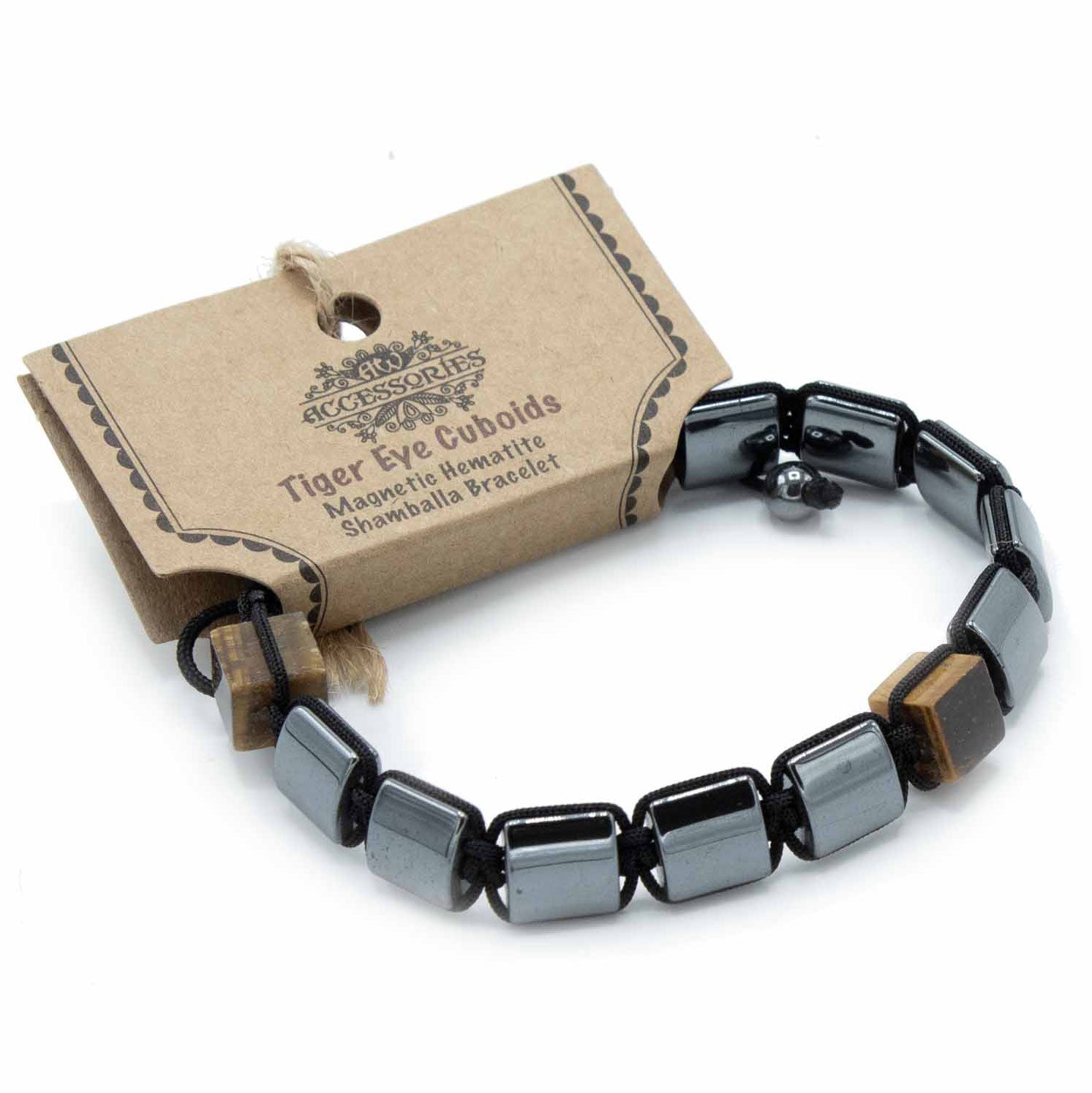 Tiger Eye Cuboids - Hematite Shamballa Bracelet - Alchem Soul