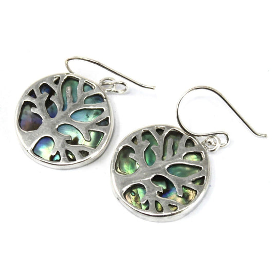 Tree of Life Silver Earrings 15mm - Abalone - Alchem Soul