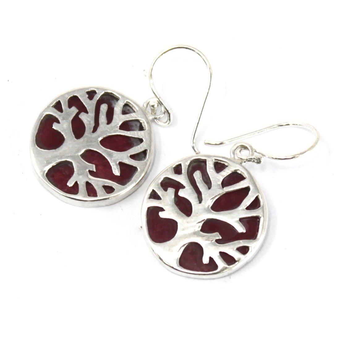 Tree of Life Silver Earrings 15mm - Coral Effect - Alchem Soul