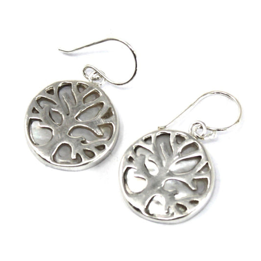 Tree of Life Silver Earrings 15mm - Mother of Pearl - Alchem Soul