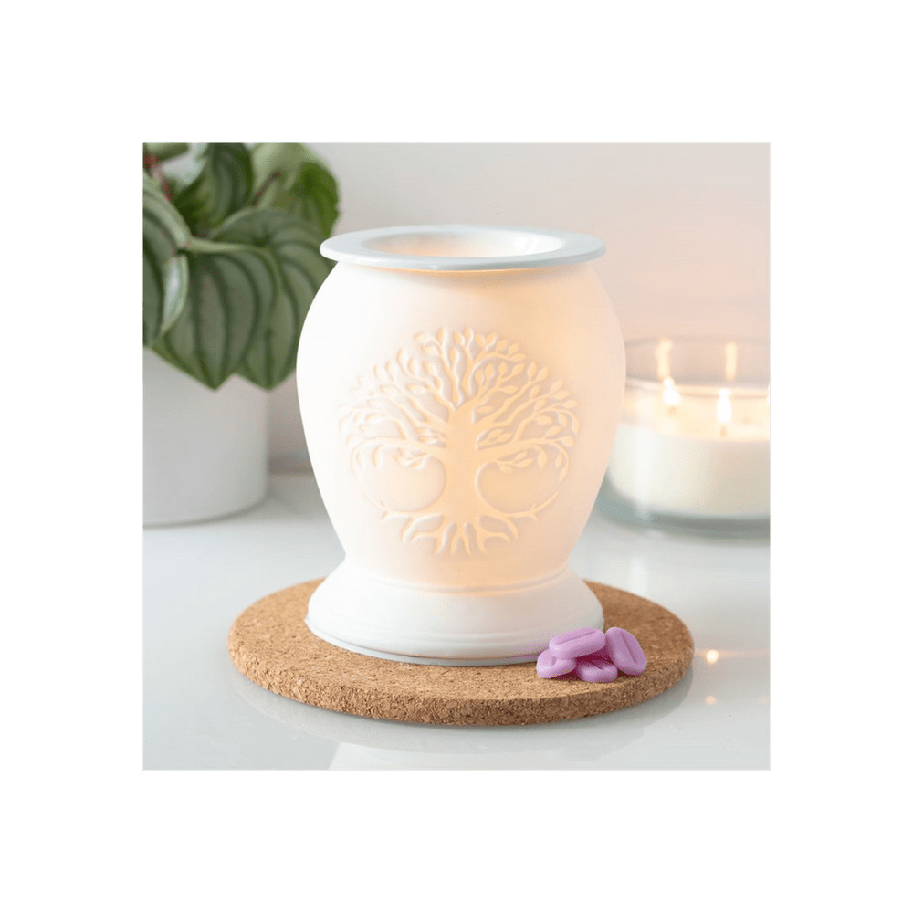 Tree of Life White Ceramic Electric Oil Burner - Alchem Soul