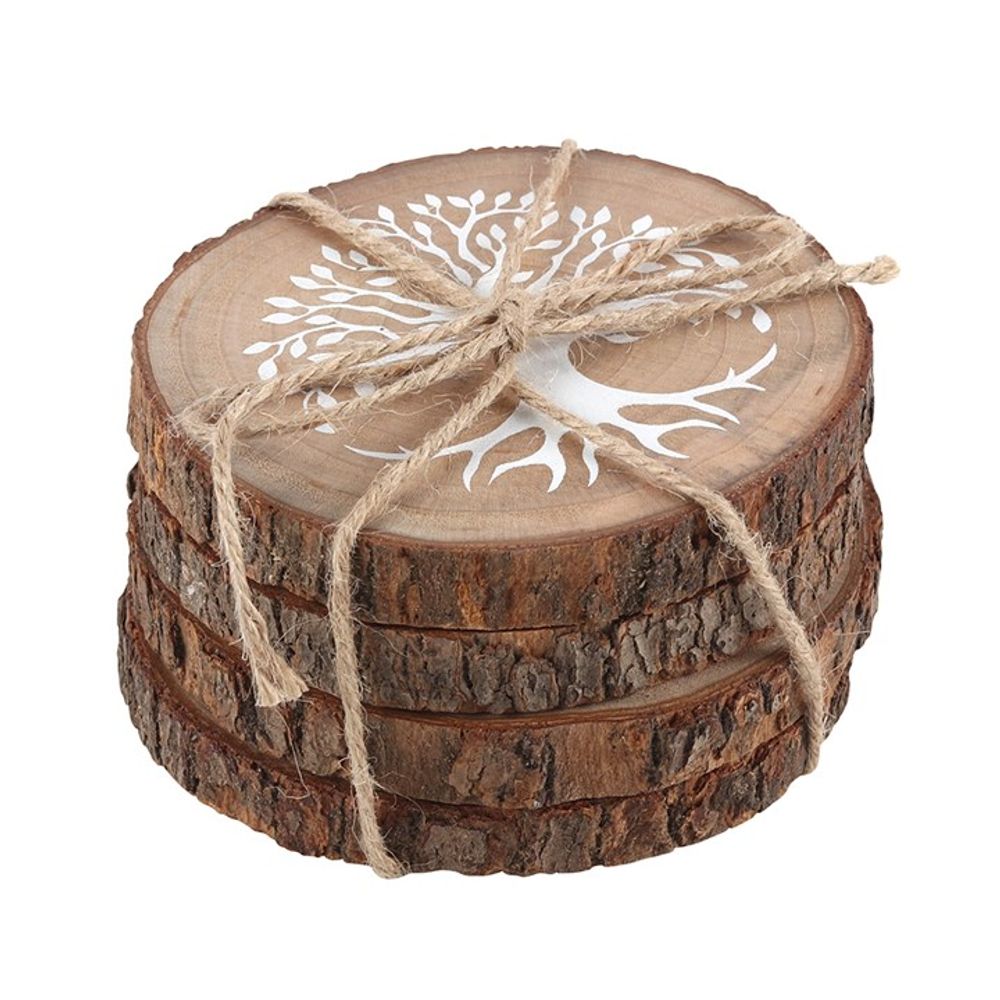 Tree of Life Wood Slice Coaster Set - Alchem Soul