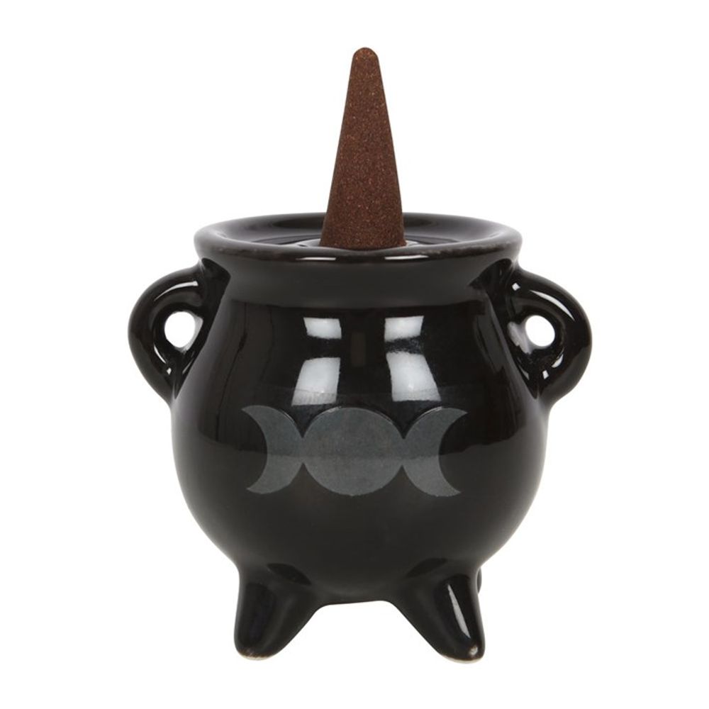 Triple Moon Cauldron Ceramic Incense Holder - Alchem Soul