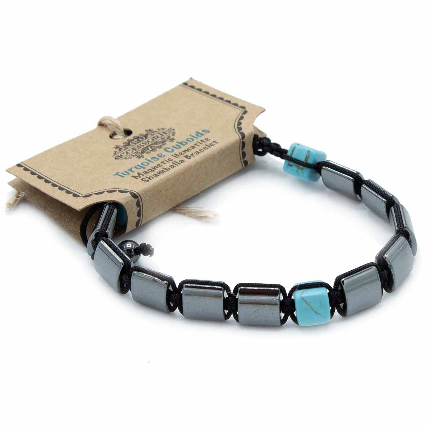 Turqoise Cuboids - Hematite Shamballa Bracelet - Alchem Soul