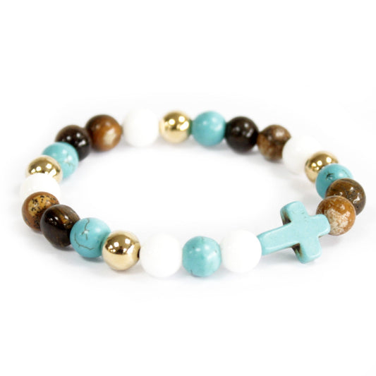 Turquoise Cross / Royal Beads - Gemstone Bracelet - Alchem Soul