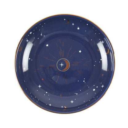 10.5cm Ceramic Blue Crescent Moon Trinket Dish | thesoulmindspirit.com