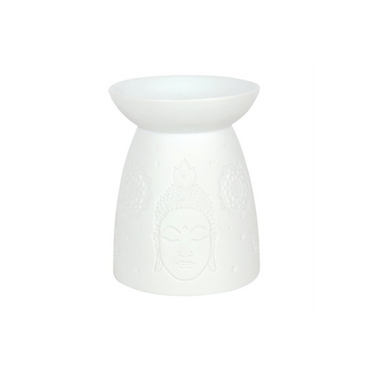 White Ceramic Buddha Face Oil Burner - Alchem Soul