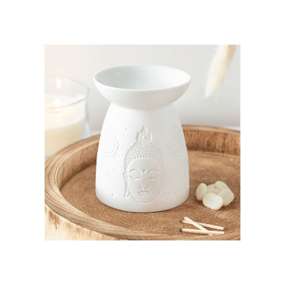 White Ceramic Buddha Face Oil Burner - Alchem Soul