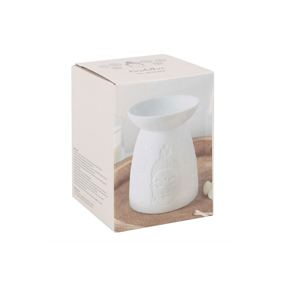 White Ceramic Buddha Face Oil Burner - Alchem Soul