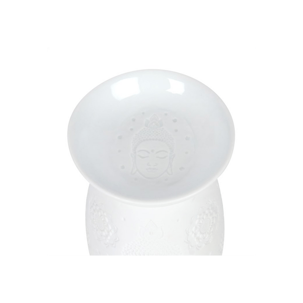 White Ceramic Buddha Face Oil Burner - Alchem Soul