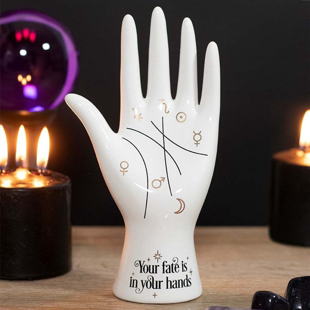 White Ceramic Palmistry Hand Ornament - Alchem Soul