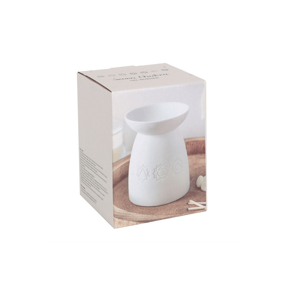 White Ceramic Seven Chakra Oil Burner - Alchem Soul