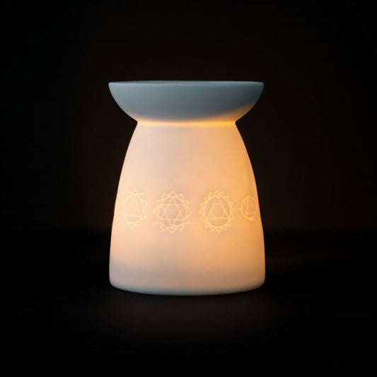 White Ceramic Seven Chakra Oil Burner - Alchem Soul