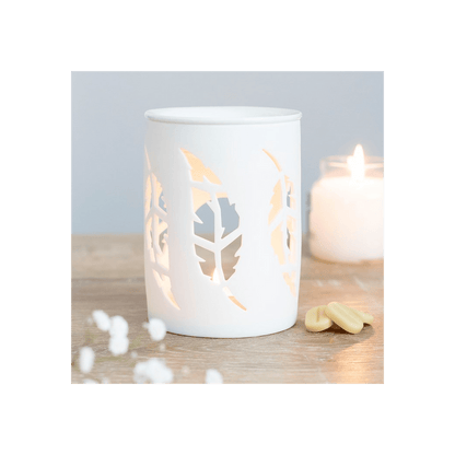 White Feather Cut Out Oil Burner - Alchem Soul