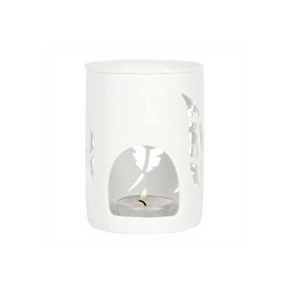 White Feather Cut Out Oil Burner - Alchem Soul