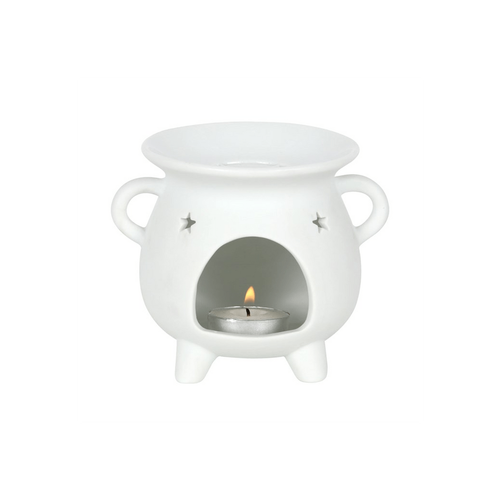 White Triple Moon Cauldron Oil Burner - Alchem Soul