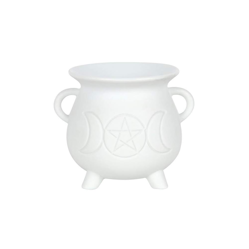 White Triple Moon Cauldron Oil Burner - Alchem Soul