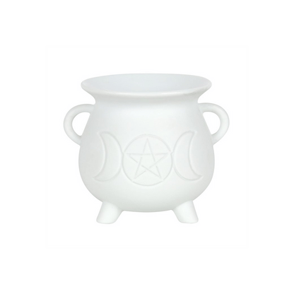 White Triple Moon Cauldron Oil Burner - Alchem Soul