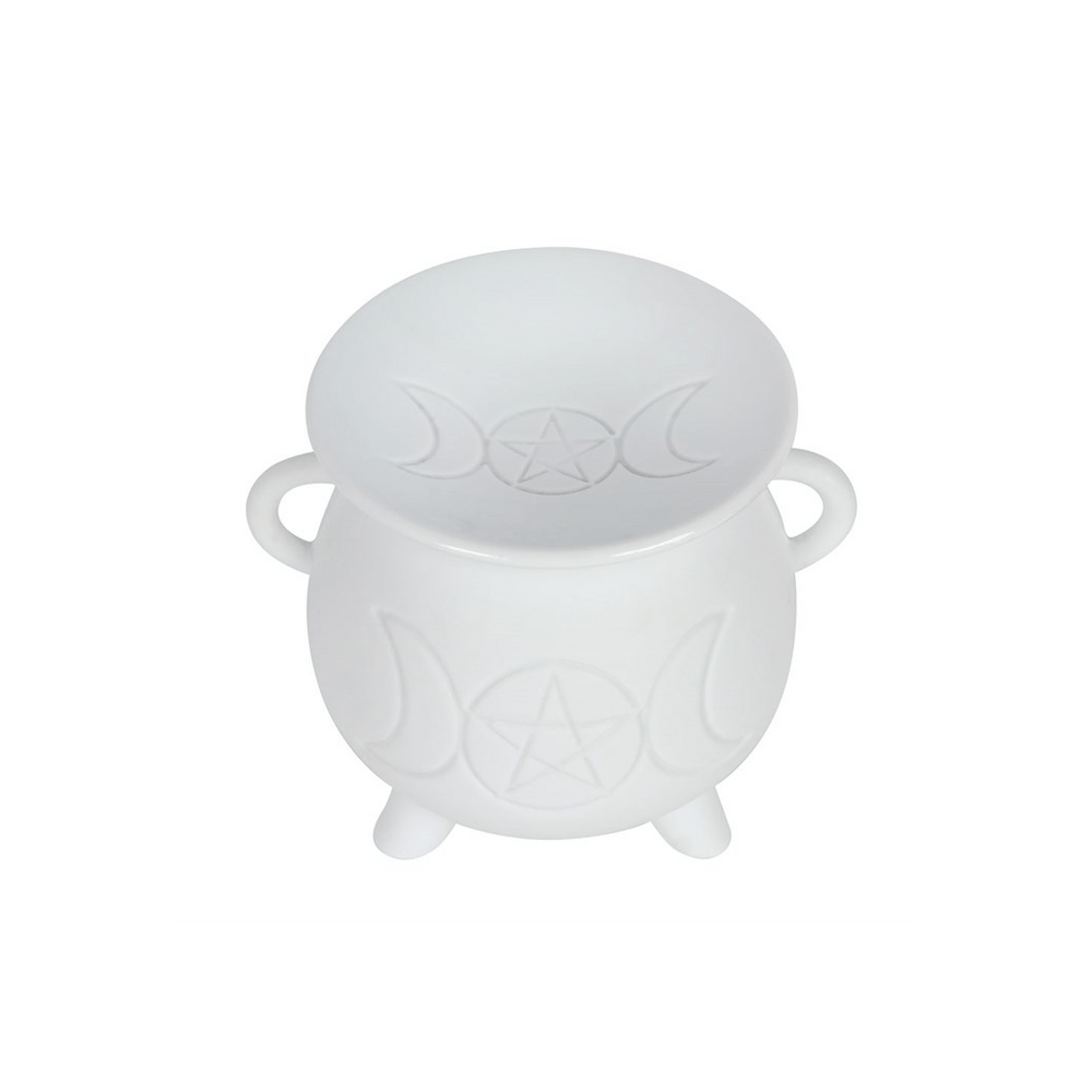 White Triple Moon Cauldron Oil Burner - Alchem Soul